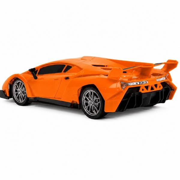 Brinquedo Carrinho De Controle Remoto Super Car Laranja Com Luz Volante Esportivo Escala 1 16 - Castela