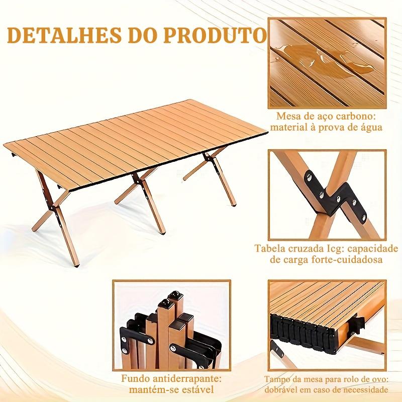 Mesa Dobrável De Camping Em Aço Portátil Mesa Enrolável Para Churrasco Praia Piquenique Joyfox