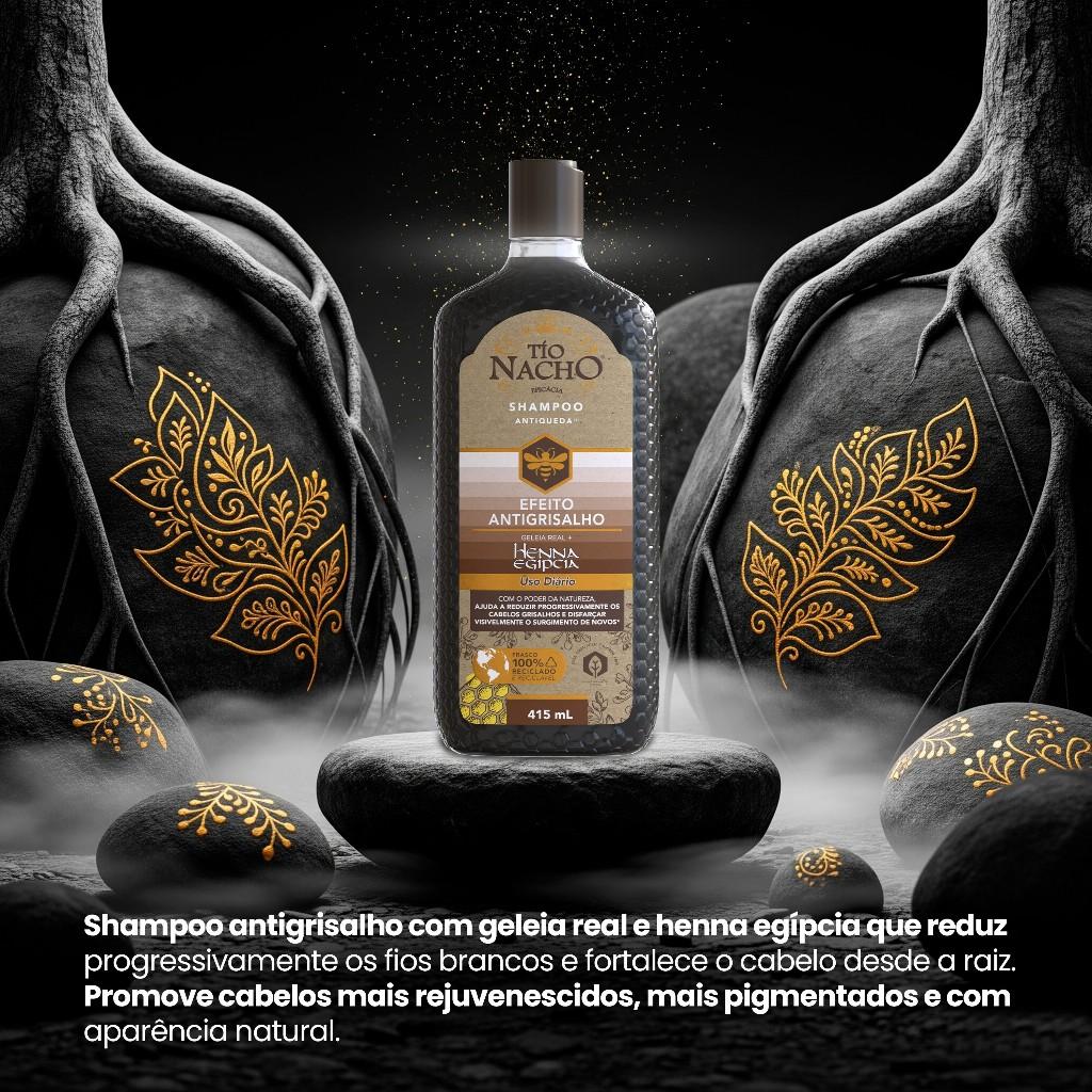 Shampoo Tio Nacho Antigrisalho 415ml - Antiqueda E Henna Egípcia Vegetal