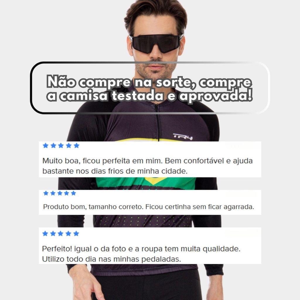 Camisa Ciclismo Brasil Blusa De Ciclistas Masculina Manga Longa Equipe