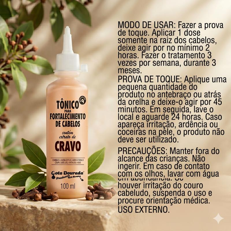 Kit 2 Tônicos Capilares Gota Dourada - Fortalecimento De Cabelos - Cravo