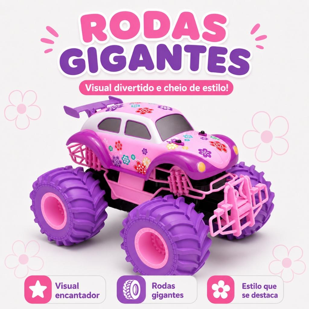 Carrinho De Controle Remoto Monster Truck Fusca Recarregável Jeep Infantil Off-road Infantil Kizumba