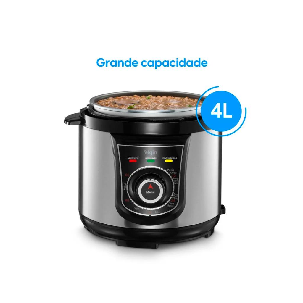 Panela De Pressão Elétrica Inox 840W 4 Litros Elgin - 220V