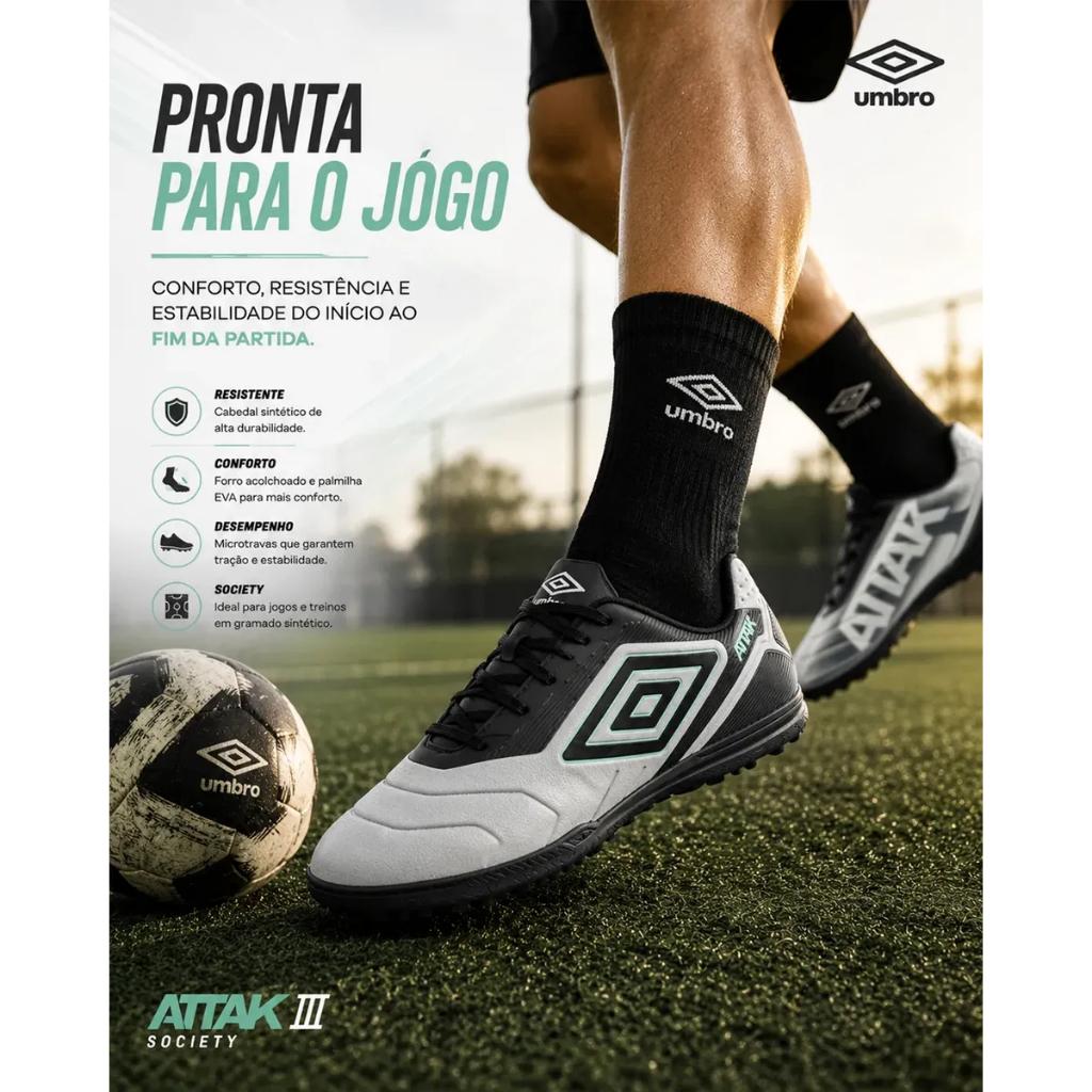 Chuteira Society Umbro Attak Iii Original Chuteira De Society Masculino Futebol Grama Sintética