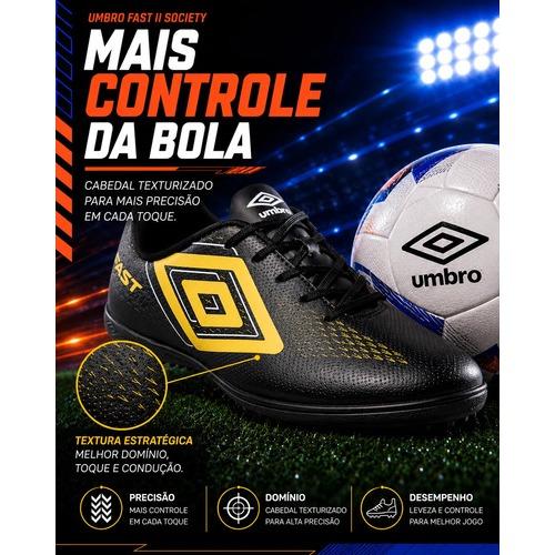 Chuteira Society Umbro Fast Ii Original Campo Sintético Confortável Para Treino E Jogo