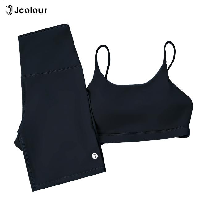 Jcolour Conjunto Academia Corrida Treino Fitness Suplex Zero Transparência Shorts E Top De Alça