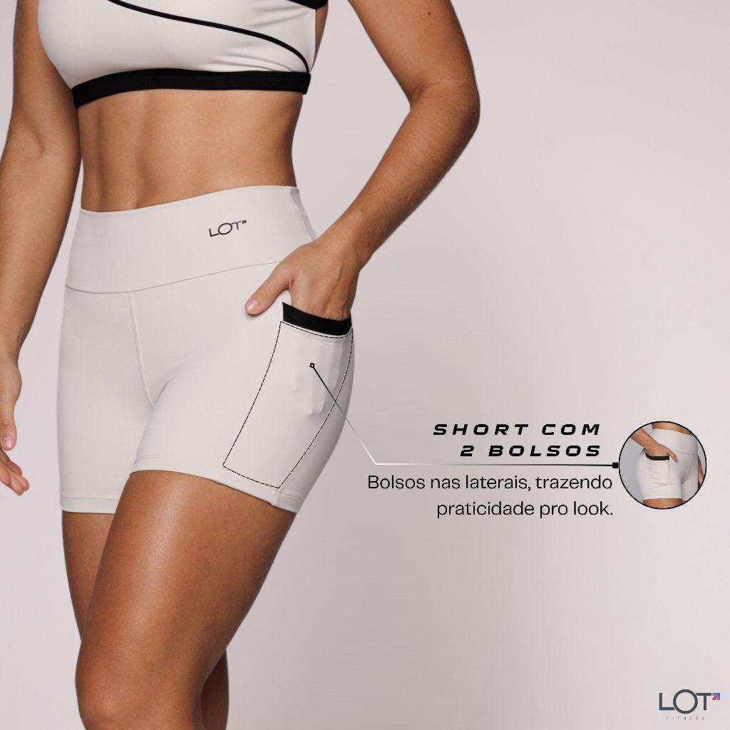 Short Fitness Feminino Curto Poliamida Com Bolso Academia Corrida Flower Coleção Duo