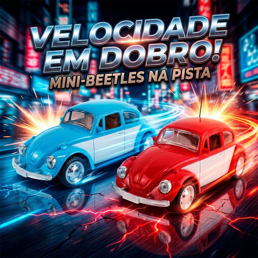 Carrinho Controle Remoto Fusca Classico 8 Funcoes Luzes LED Brinquedo Infantil Menino Polibrinq