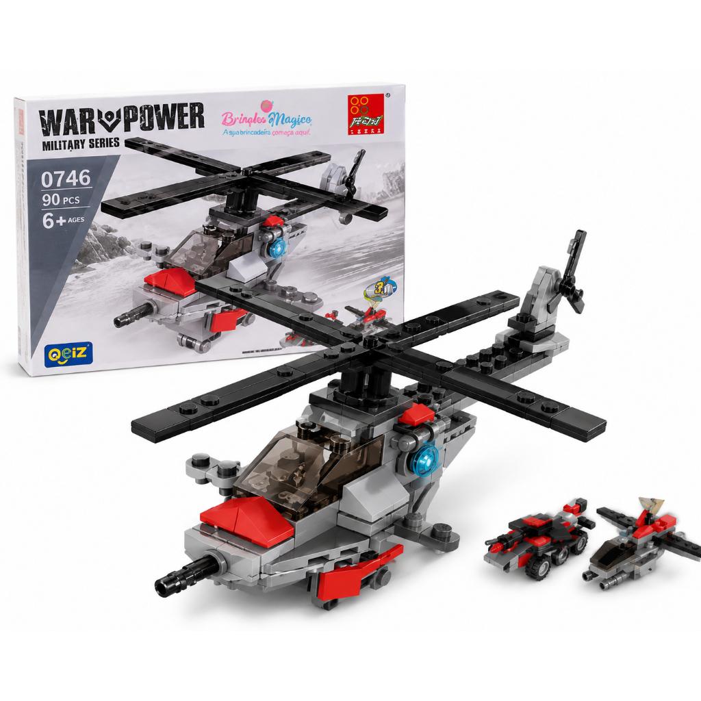 Kit Blocos De Montar Militar 3 Em 1 Avião Carro Tanque Submarino Helicóptero Navio Coleção Completa