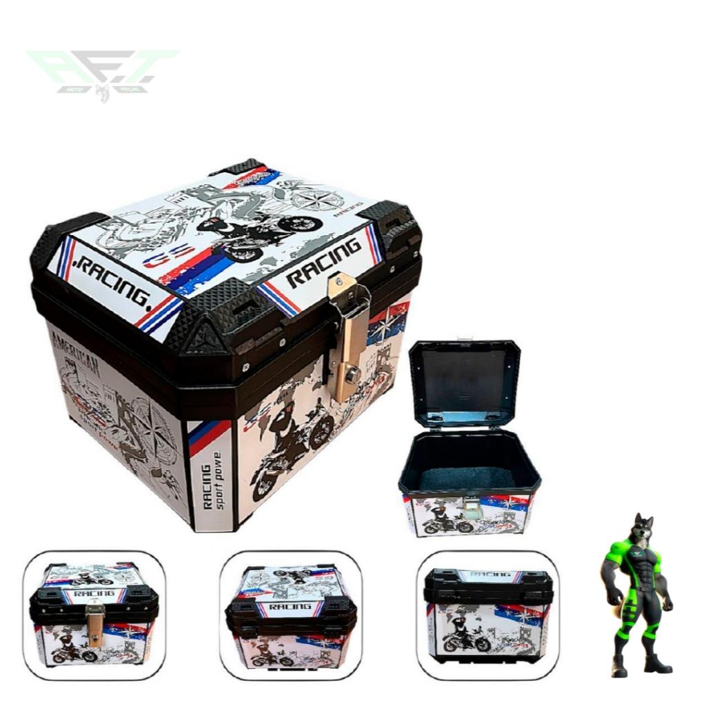 Baú Bauleto Para Moto 45 Litros Universal Base Kit Fixação Completo Trava Anti Furto