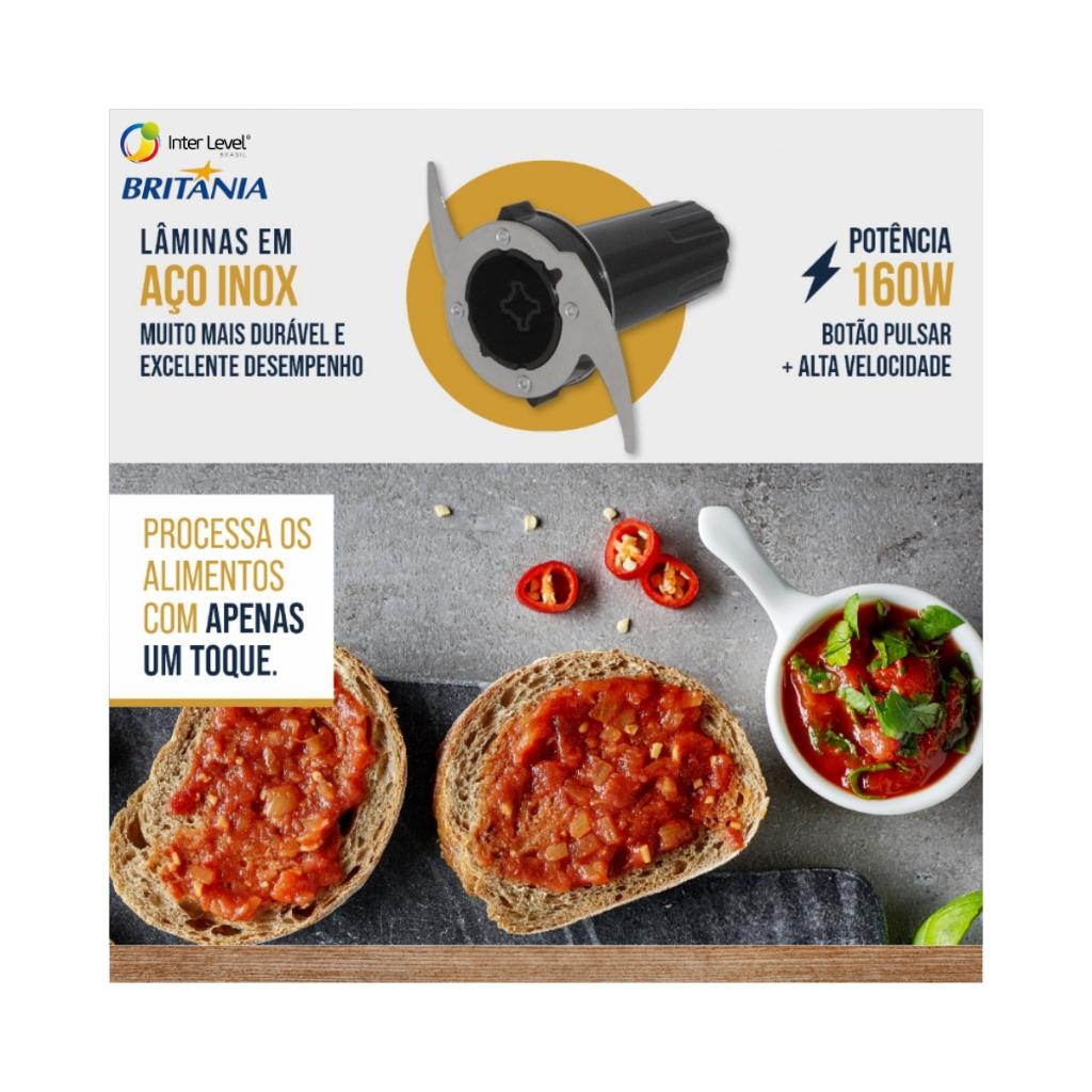 Mini Processador De Alimentos 160w 360ml Com Função Pulsar 2P Britânia