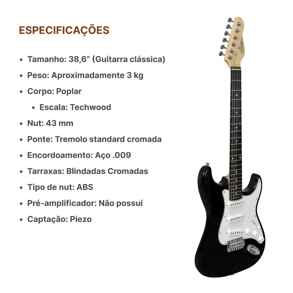 Guitarra Giannini G-100 Bk/wh Strato + Kit Capa Cabo Full