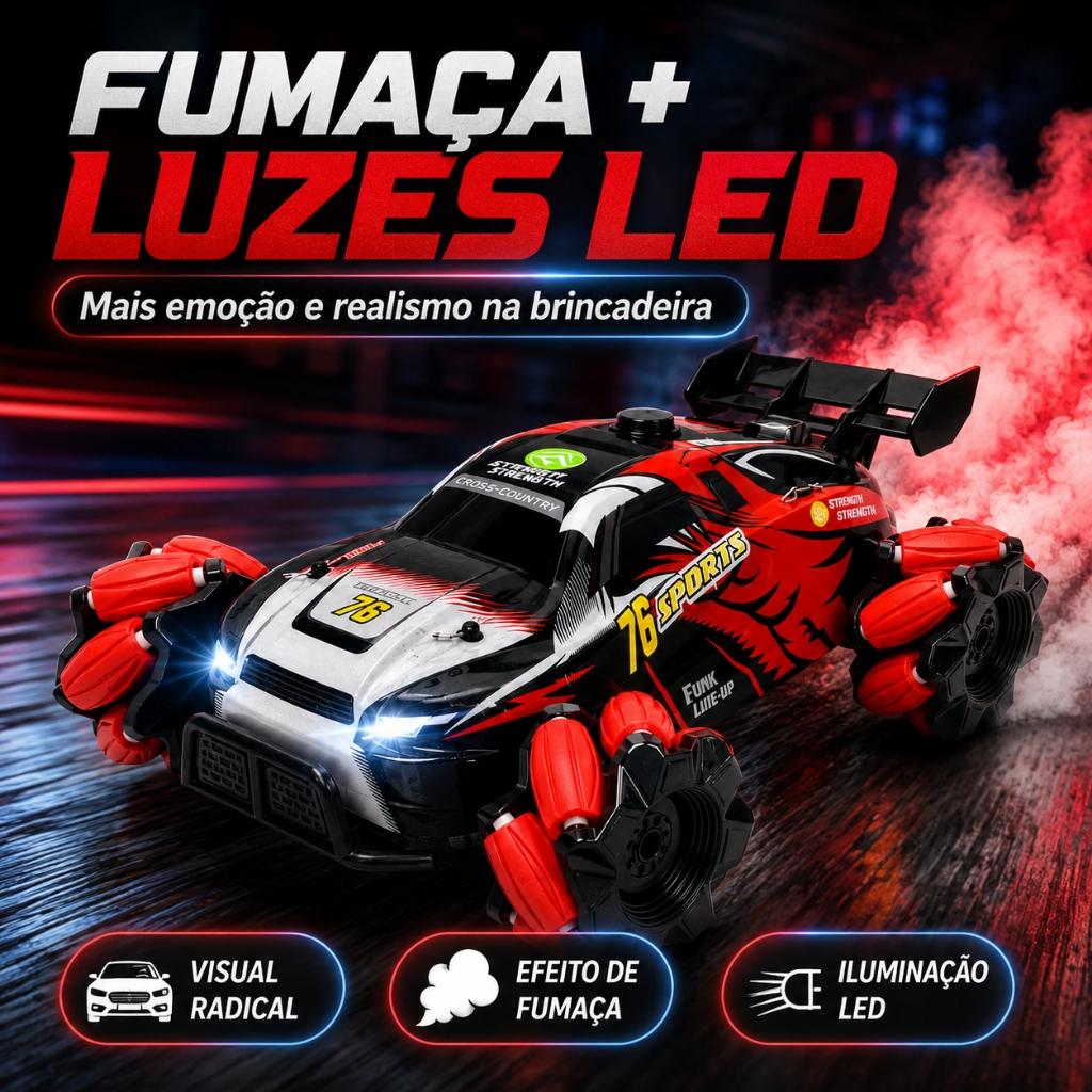 Carrinho Controle Remoto Pilha Infantil Com Luz Racing Super Rápido Brinquedo Menina Kizumba