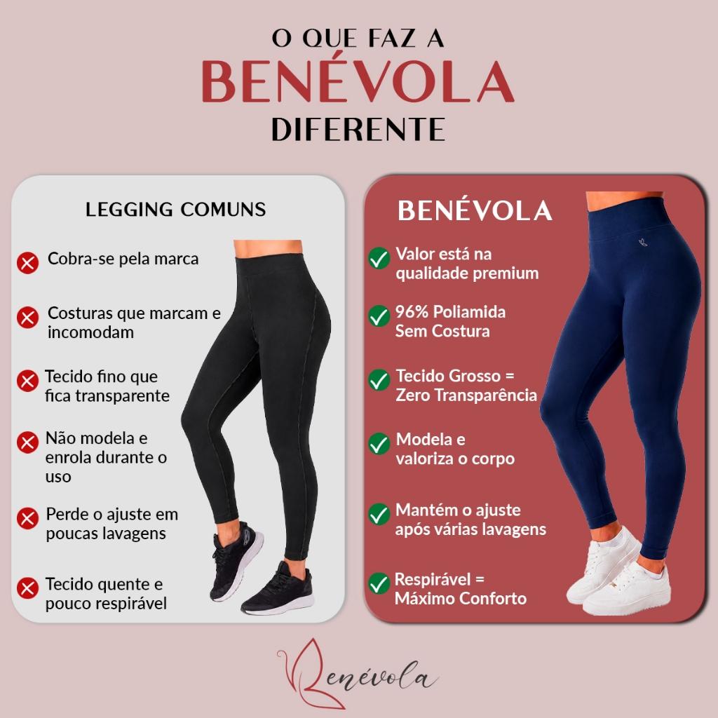 Calça Legging Feminina Benévola Poliamida Sem Costura Grossa Cintura Alta Sem Transparência Fitness