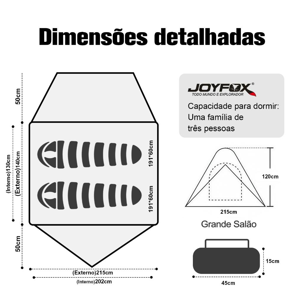 Barraca Camping 4 Pessoas 3500mm Impermeavel Profissional Joyfox Tenda De Trekking De Montanha
