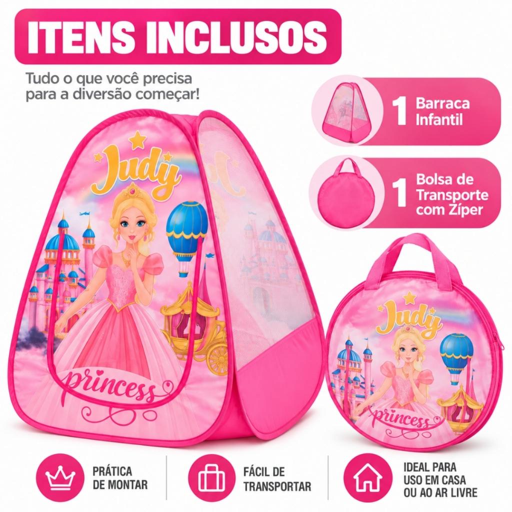 Barraca Infantil Menina Cabana Toca Pop-up Princesa Castelo Dobrável Com Bolsa