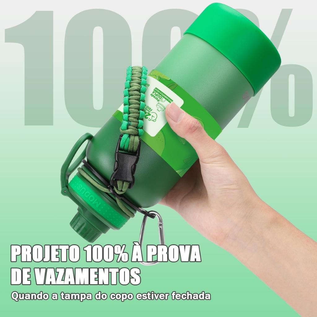 Modus Garrafa Térmica De Água Isolada 1000ml De Aço Inox Com Alça E Base Emborrachada