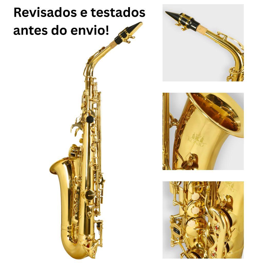 Sax Alto Saxofone Konig Eb Dourado Completo Testado Por Luthier