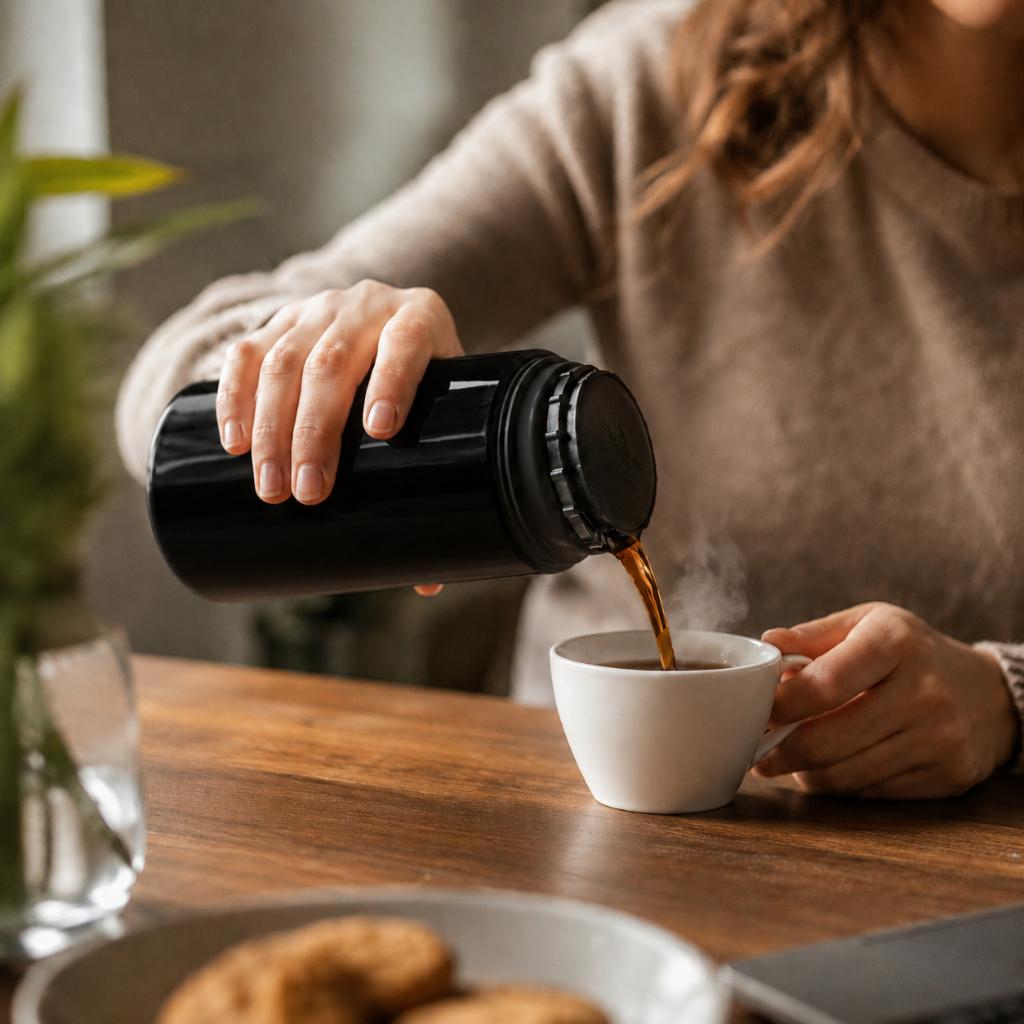 Garrafa Térmica De Água Mini 250ml Firenze Preta Branca Bege Tampa Rosqueável Café Chá Invicta