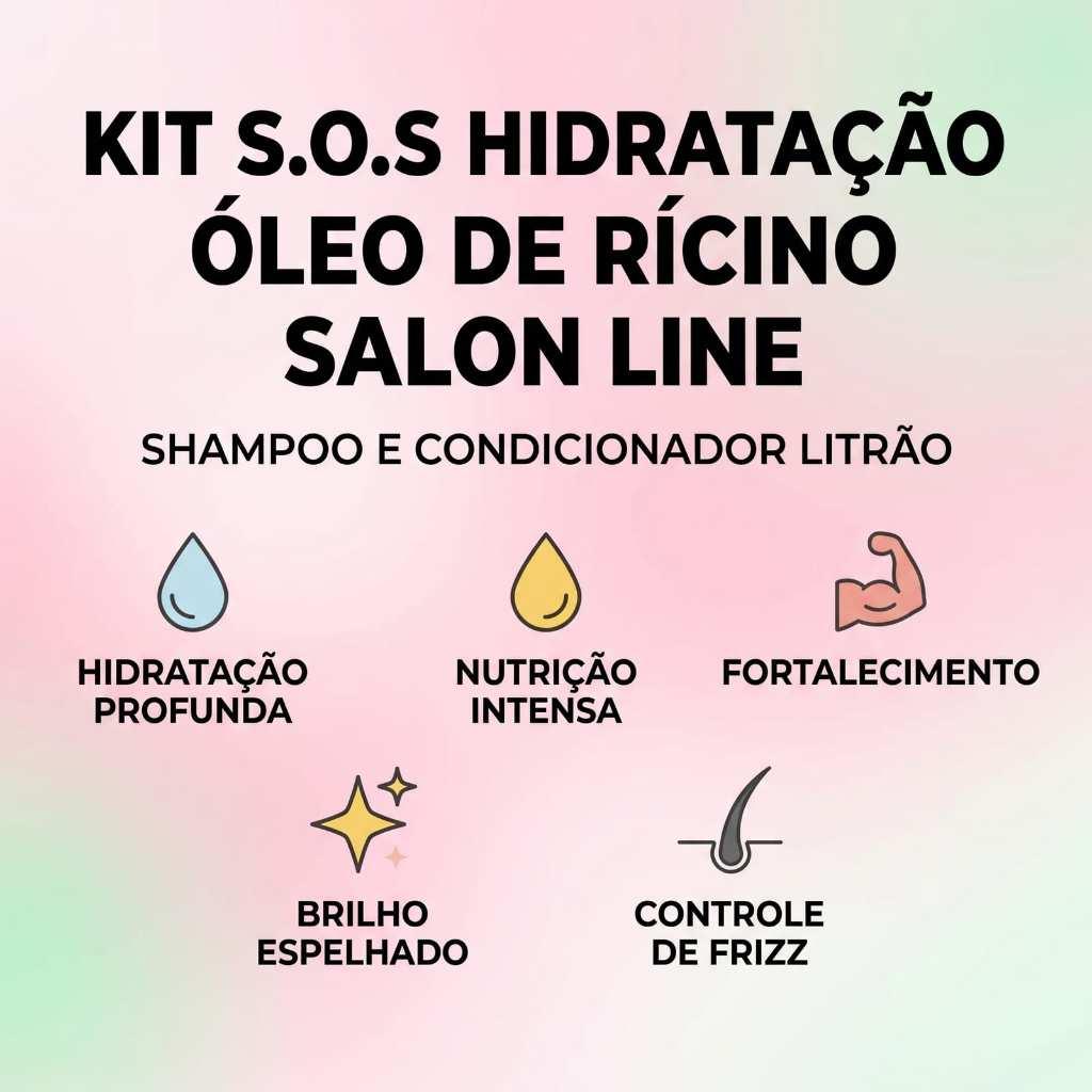 Kit S.o.s Hidratação Óleo De Rícino Shampoo E Condicionador Litrão Salon Line
