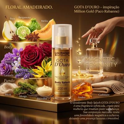 Dupla Body Splash Feminino Gota Dourada 200ml - Gota D Ouro E Intensa