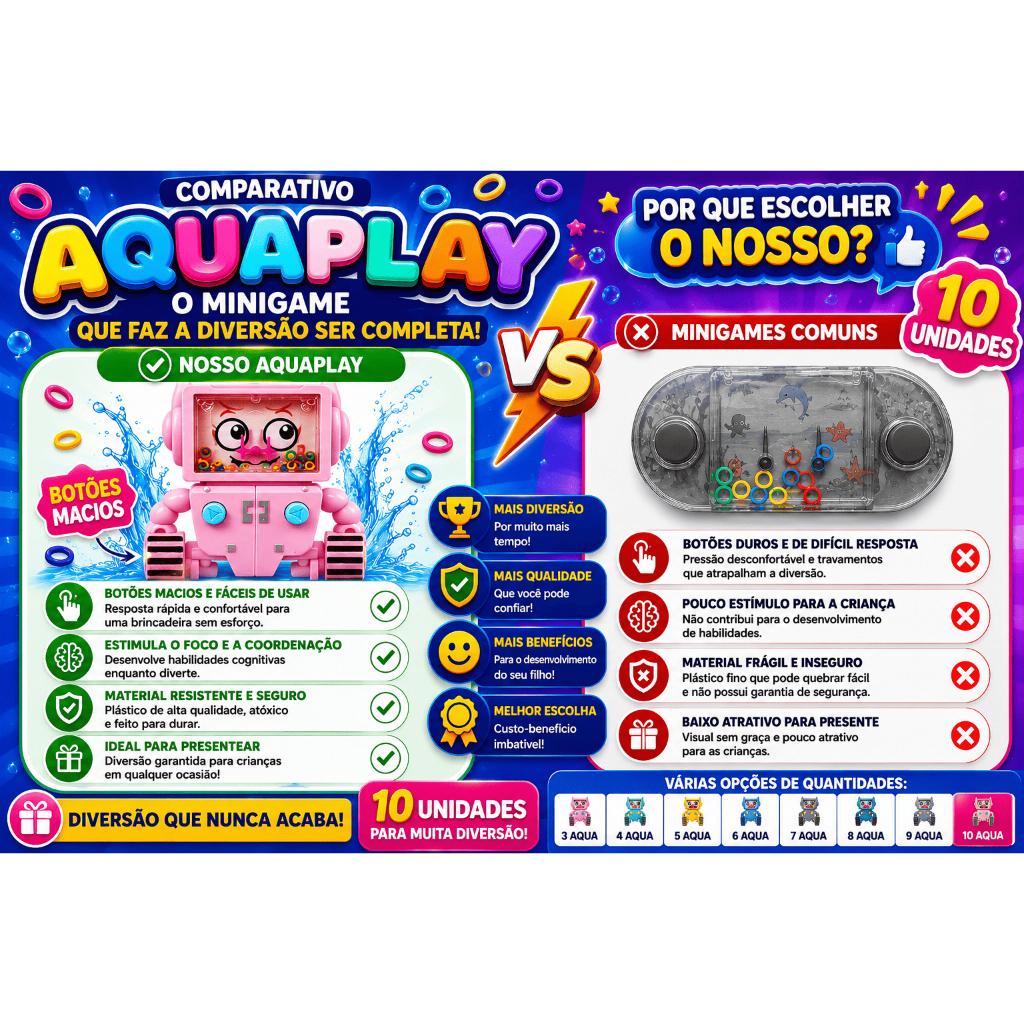 Kit Jogo Argola Game Agua Aqua Play Lembrancinha Anti - Estresse Pop Ball Sensorial Alívio Stress
