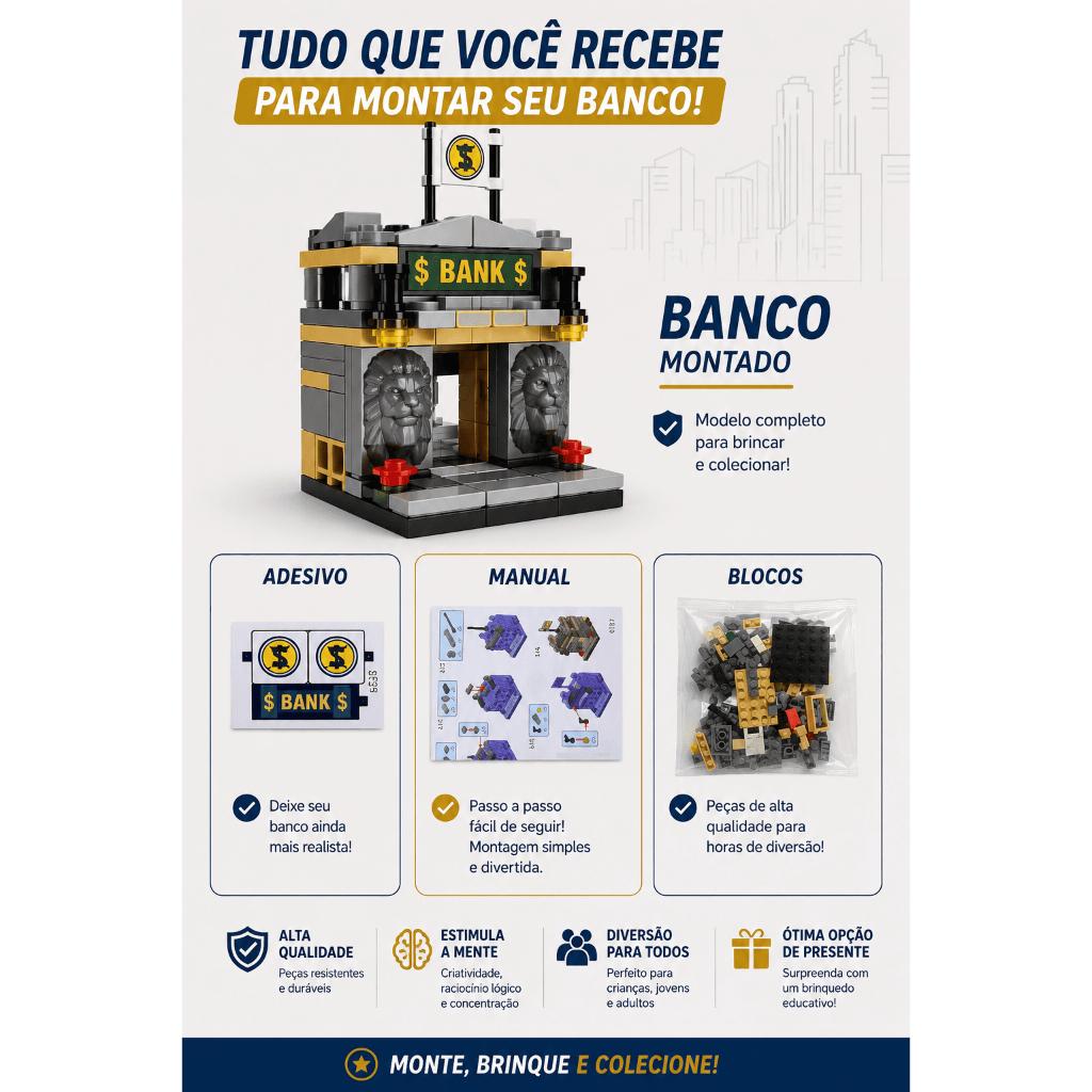 Kit Bloco De Montar Banco 105 Peças Peiz Building Series Colorido P/Lembrancinha Aniversario Prenda