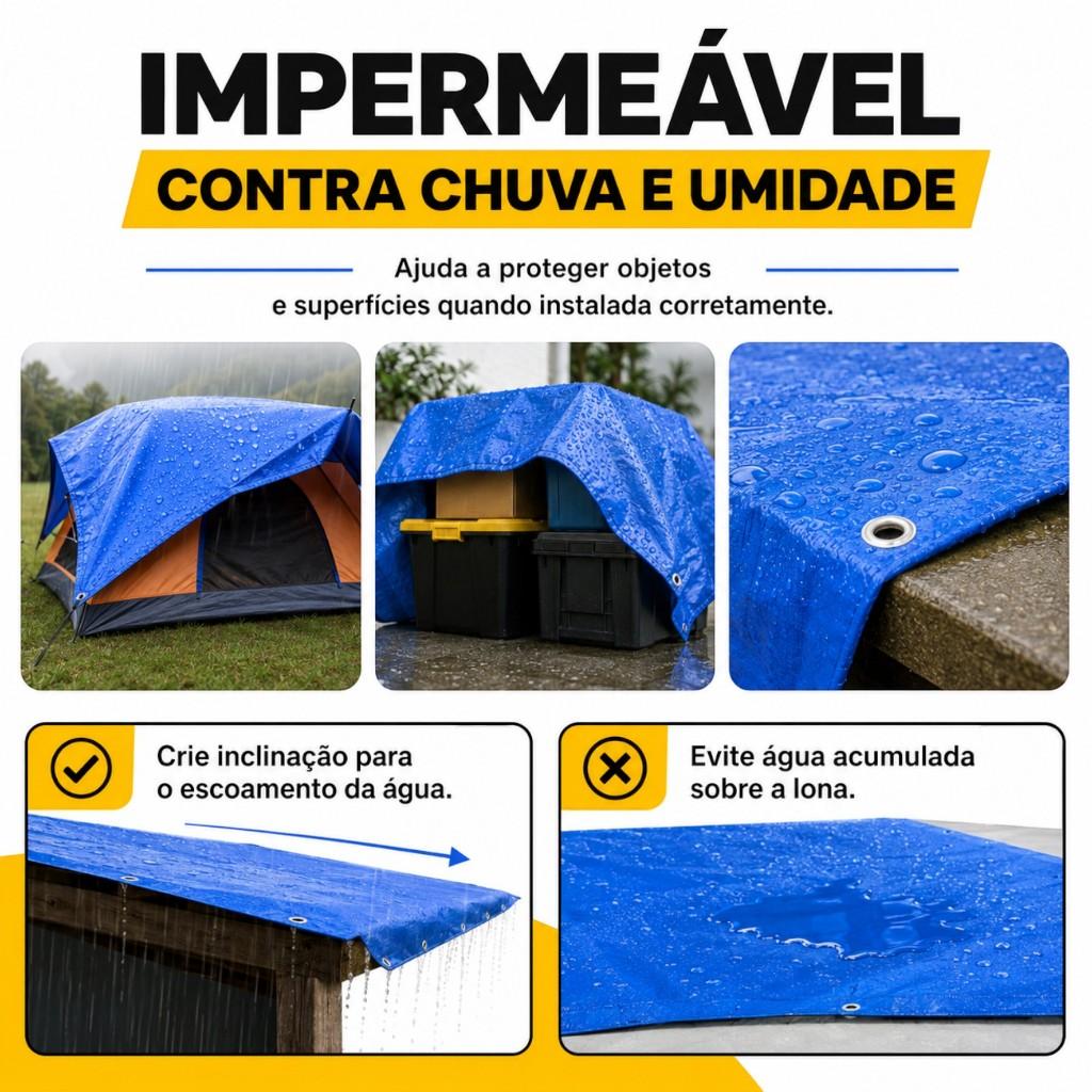 Lona 5x9 Azul Impermeavel Piscina Barraca Camping Telhado Em Polietileno