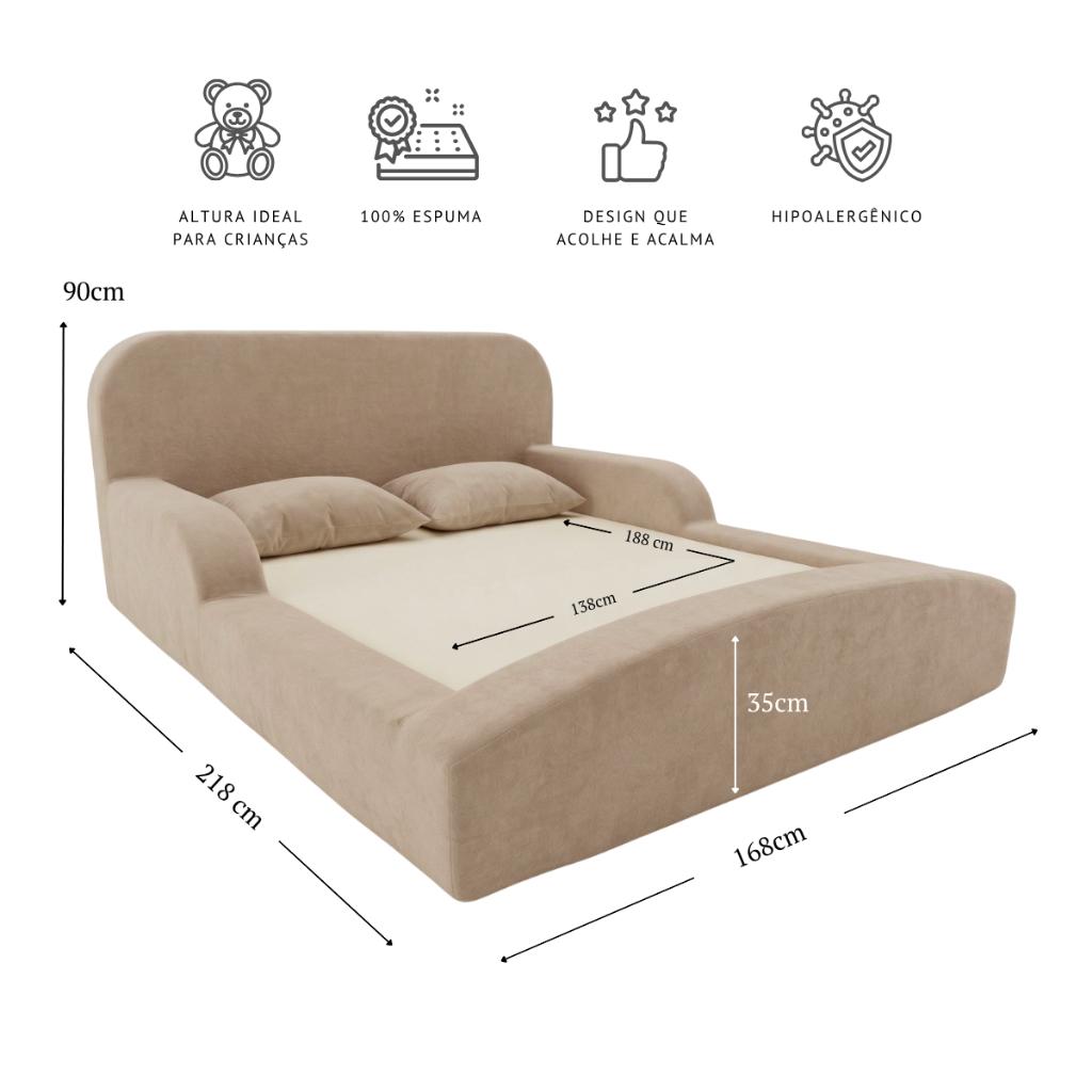 Cama Montessoriana Casal Encanto 100 Espuma Bege Keiko