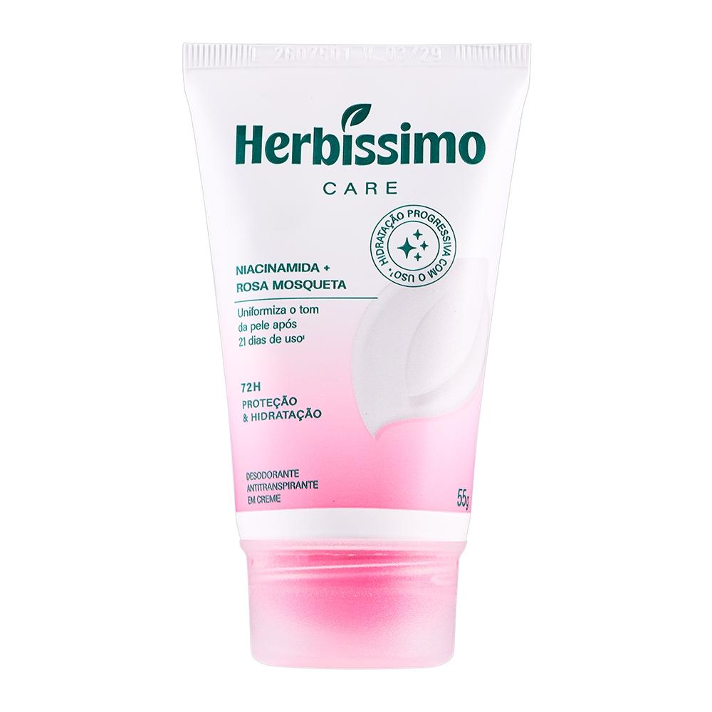 Creme Desodorante Antitranspirante Herbíssimo Care Rosa Mosqueta E Niacinamida Bisnaga 55g