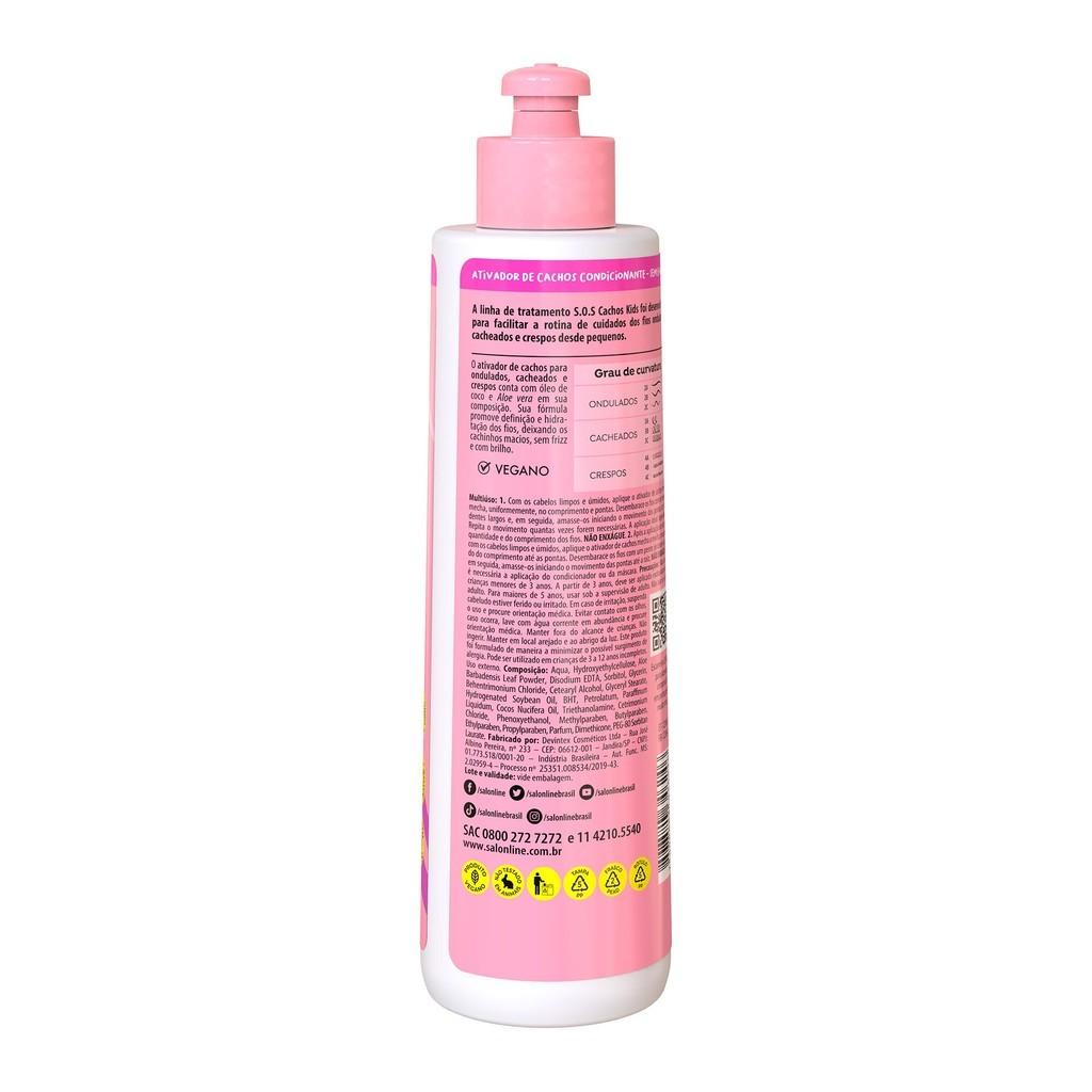 Kit Com Condicionador E Ativador De Cachos Sos Cachos + Tônico Fortalecedor Sos Bomba Salon Line