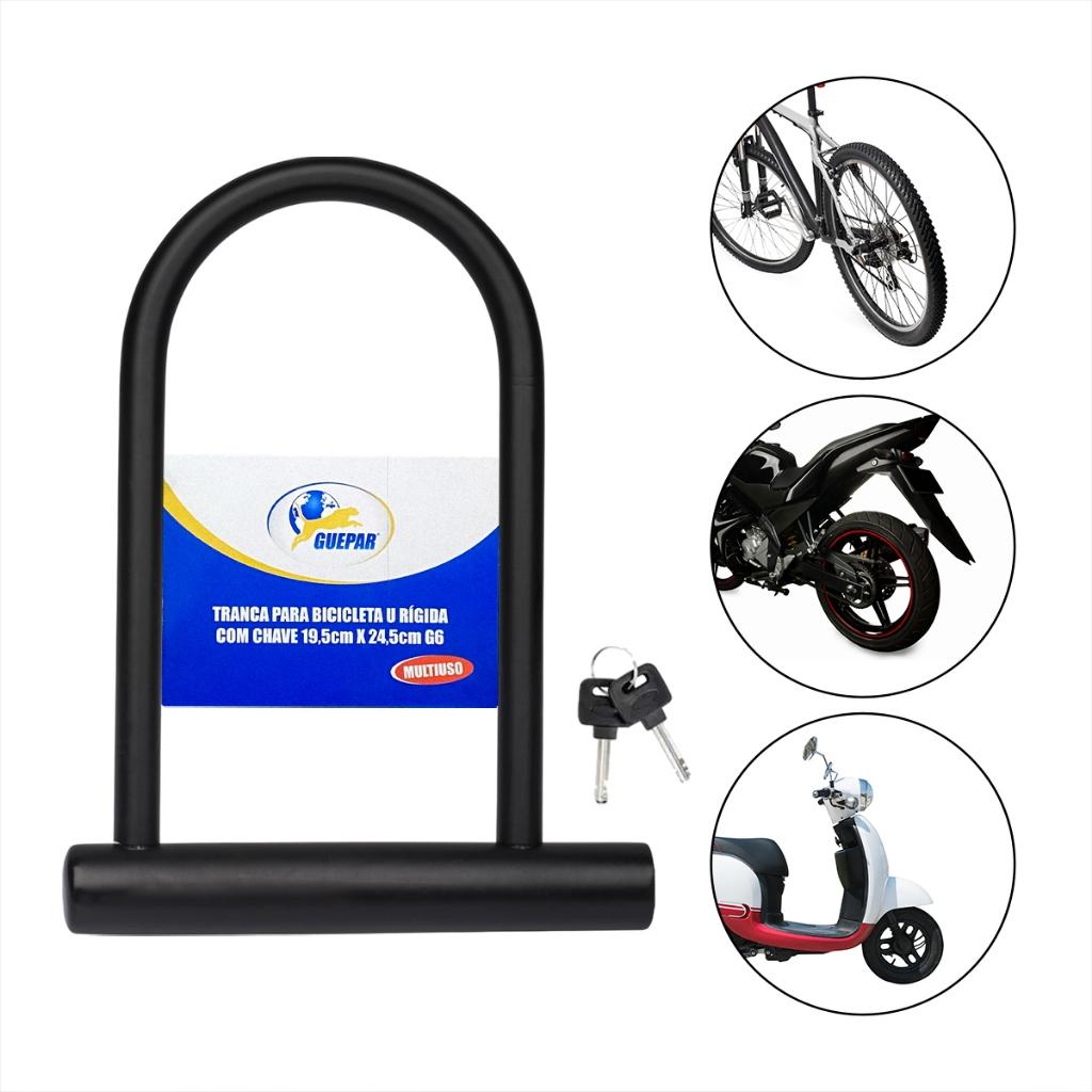 Cadeado U-lock Trava Bike Tranca P/Bicicleta Reforçado Moto Cor Preto Uma Ou Duas Unidades - Guepar