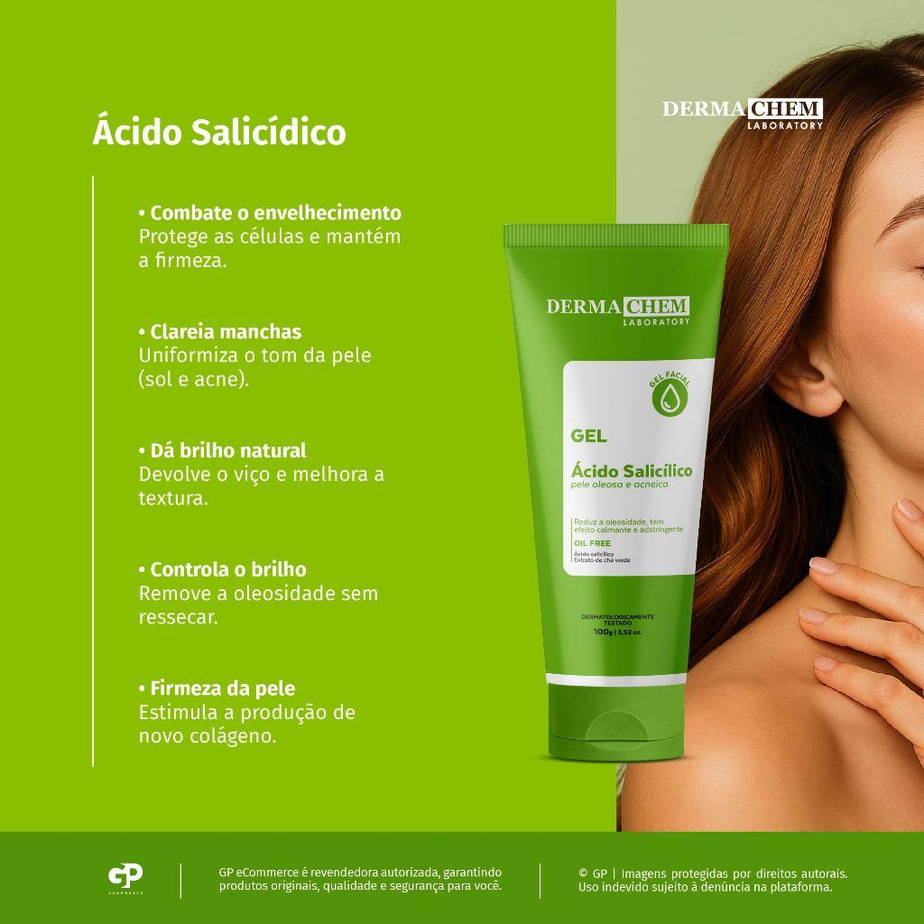 Kit 2 Gel Facial Antioleosidade Ácido Salicílico 100g Dermachem