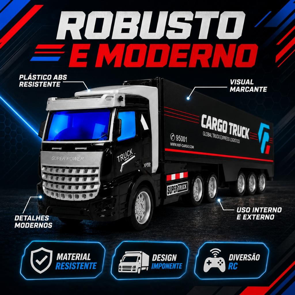 Caminhão De Controle Remoto Carreta Truck Grande Com Bateria Recarregável Presente Menino Kizumba