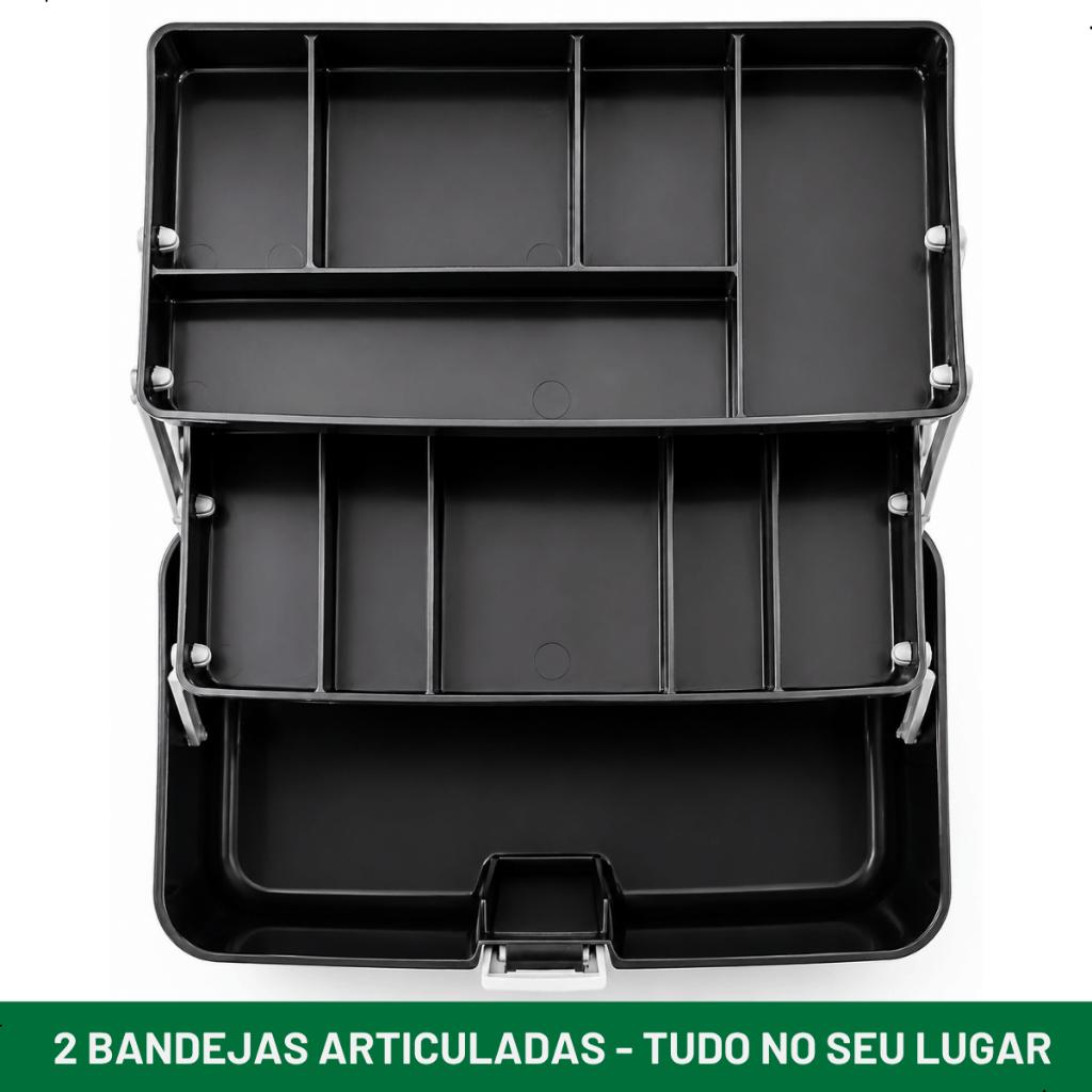 Maleta Pesca Multiuso Ferramentas 2 Bandeja Articulada Preta