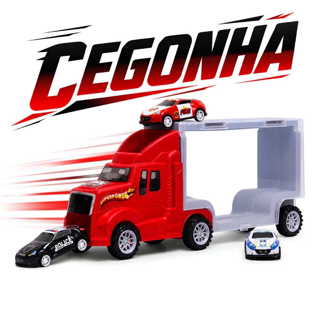 Caminhão Cegonha Vermelho Acompanha 3 Carrinhos Miniatura - Castela