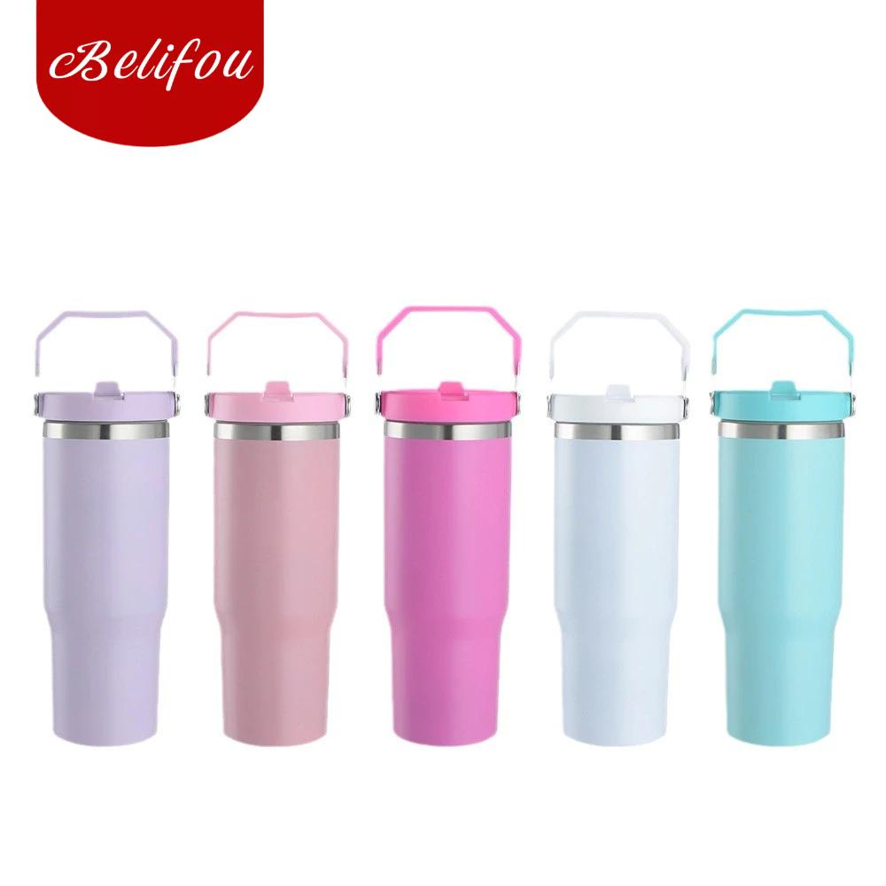Belifou Garrafa Térmica De Aço Belifou 900ml Com Alça E Tampa Articulada Com Canudo Para Trabalho