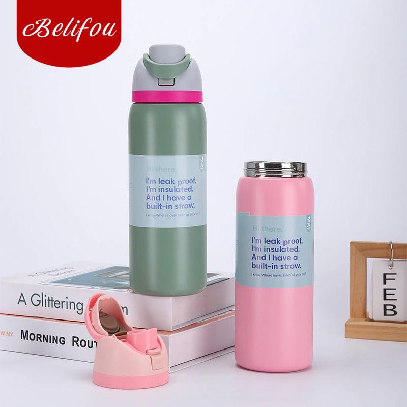 Belifou Garrafa Térmica Owala De 32 Oz Para Esportes E Condicionamento Físico Ao Ar Livre