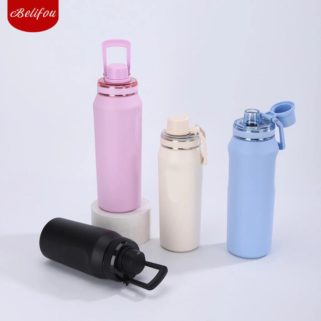 Belifou 600/800 Ml Glitter Garrafa Térmica Portátil De Com Isolamento Duplo Adequada Para Academia