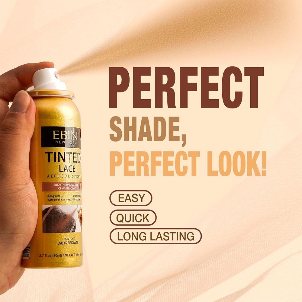 Spray Tintura Renda Peruca Ebin 80ml Marrom Dark