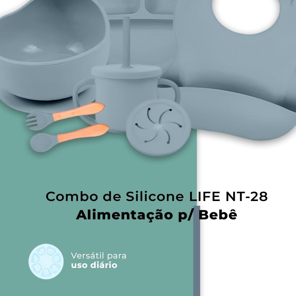 Combo De Silicone Life Nt-28 Introdução Alimentar Azul