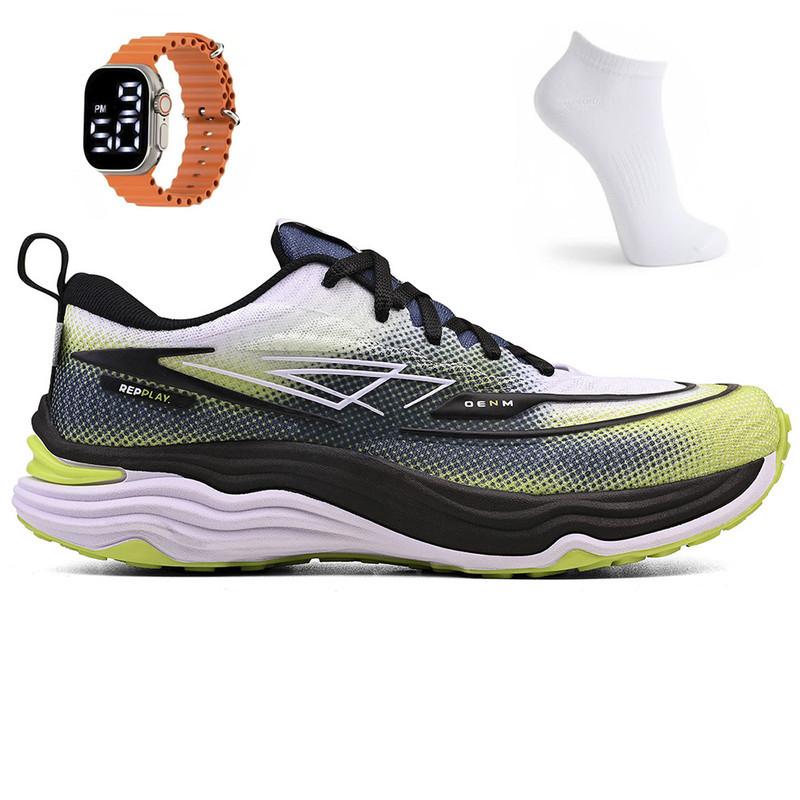 Kit Tênis Masculino Esportivo Academia Treino Caminhada Leve Repplay + Meia E Relogio