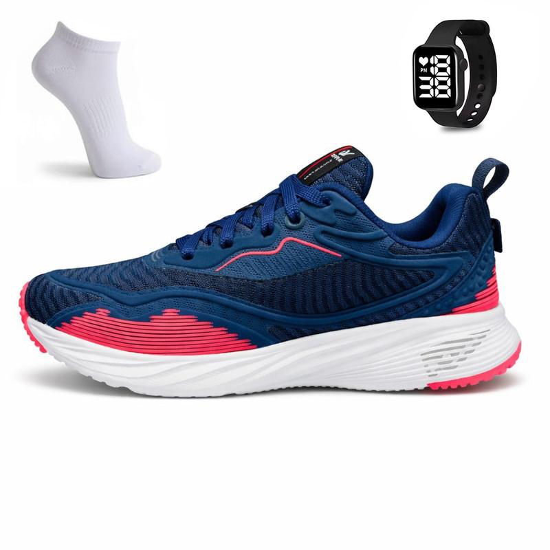 Kit Tenis Feminino Esportivo Caminhada Academia Corrida Uso Diario Repplay Flua + Meia E Relogio