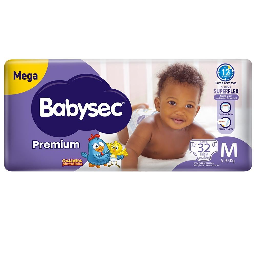 Kit 2 Fraldas Babysec Galinha Pintadinha Premium Tamanho M 32 Unidades Cada