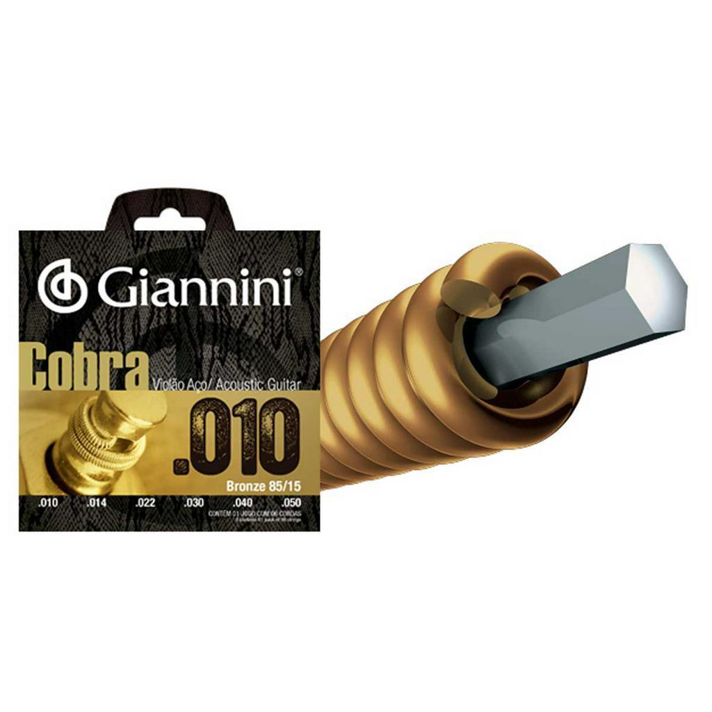 Encordoamento Giannini Cobra Para Violão.010 Bronze Geefle