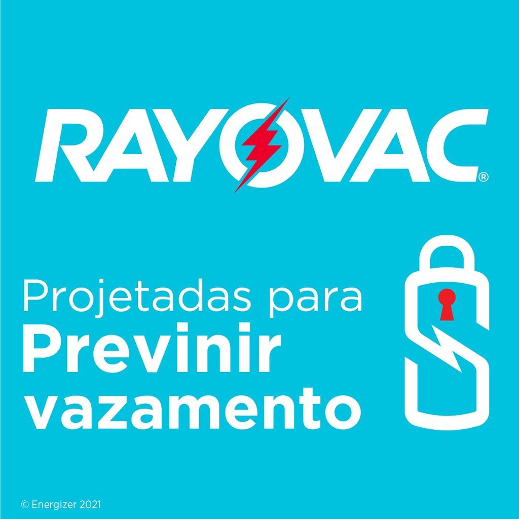 Pilha Alcalina 9V Rayovac Bateria 9 Volts 6lr61 6F22 2 Unidades