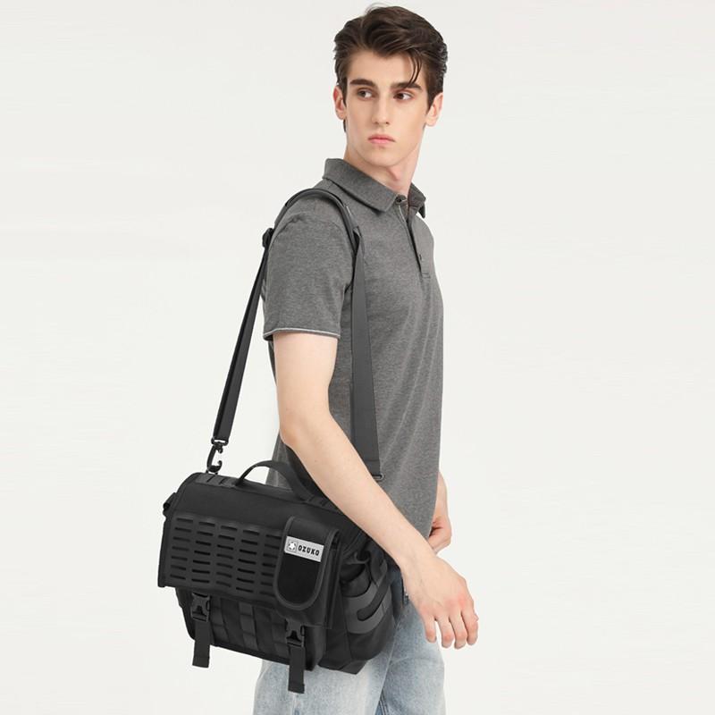 Ozuko Homem Moda Ao Ar Livre Grande Capacidade Bolsa Oxford Travel Messenger Funcional À Prova D Água