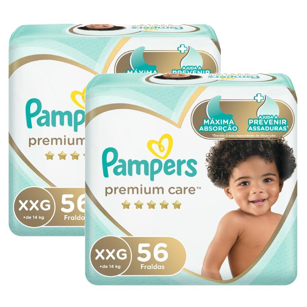 Kit Fralda Pampers Premium Care Jumbo Tamanho Xxg Com 112 Unidades