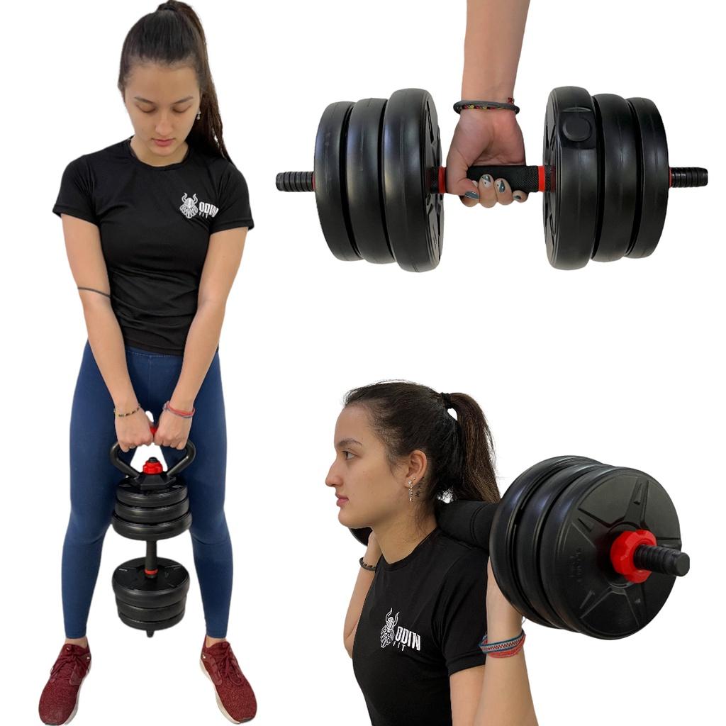 Kit Halteres Musculação Kettlebell 6 Em 1 Peso 30kg Odin Fit