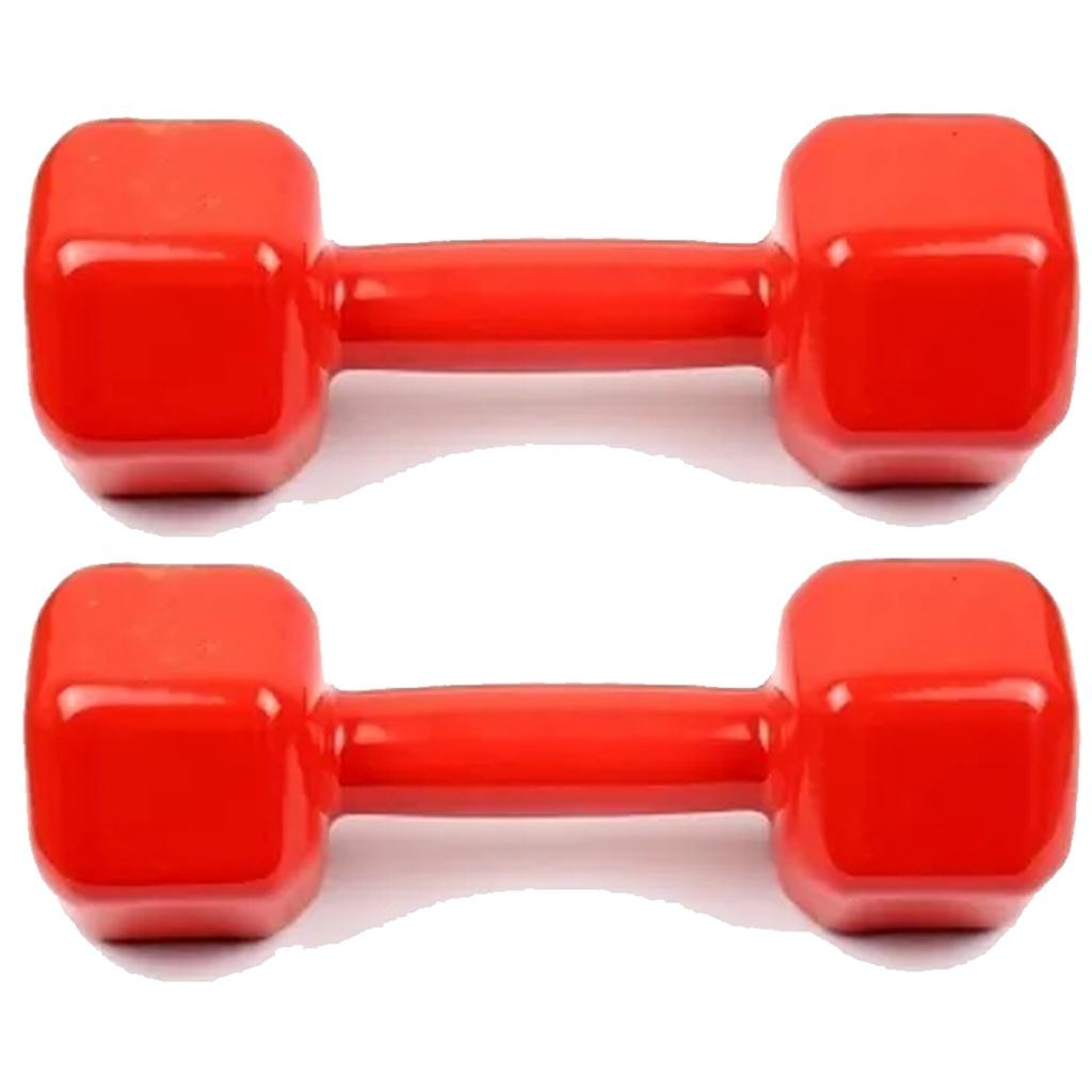 Halter Sextavado 5kg Emborrachado Pvc O Par Vermelho